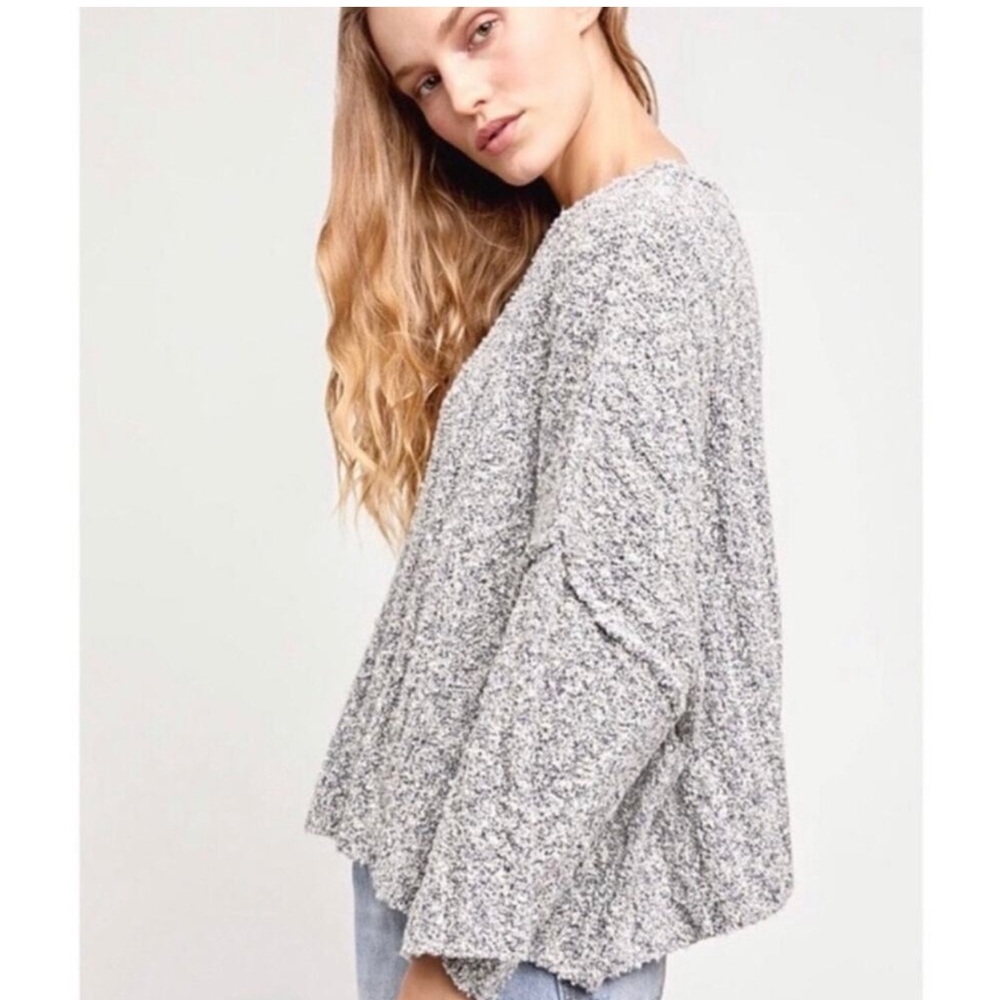 FREE PEOPLE Good Day Cropped Pullover Marled Gray Sweater Size S - Picture 6 of 13